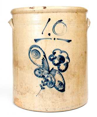 Ten-Gallon Red Wing, Minnesota, Stoneware Crock w/ Butterfly Design