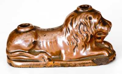 Exceptional Brown-Glazed Lion-Form Inkwell