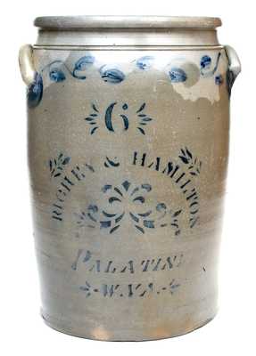 6 Gal. RICHEY & HAMILTON / PALATINE, W. VA Stoneware Jar