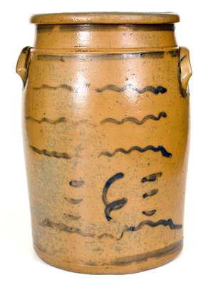 New Geneva, PA Six-Gallon Stoneware Jar with Striped Decoration