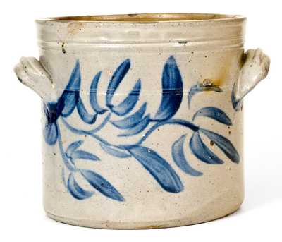 SOLOMON BELL / STRASBURG, VA Stoneware Butter Crock w/ Profuse Floral Decoration
