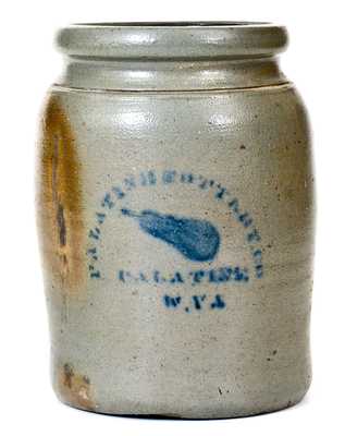 PALATINE POTTERY CO. / PALATINE, W. VA. Stoneware Wax Sealer with Pear Decoration