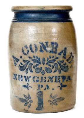 A. CONRAD / NEW GENEVA, PA Stoneware Jar with Stenciled Decoration