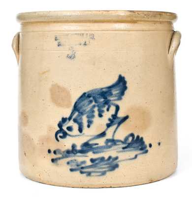 HAXSTUN, OTTMAN & CO. / FORT EDWARD, N.Y. Stoneware Crock w/ Pecking Chicken