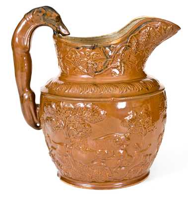 AMERICAN POTTERY CO. / JERSEY CITY, N.J. Stoneware Hound-Handled Pitcher