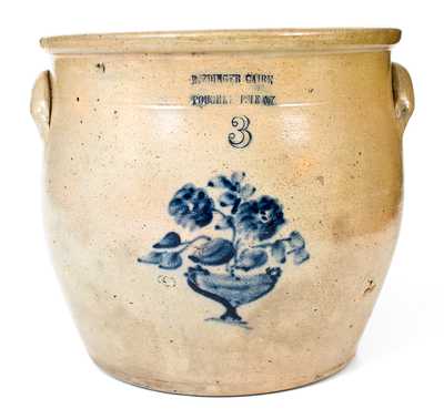 RIEDINGER & CAIRE / POUGHKEEPSIE, NY Stoneware Crock w/ Flowering Urn Decoration