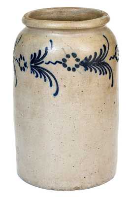 Baltimore Stoneware Jar with Slip-Trailed Floral Decoration, circa 1825