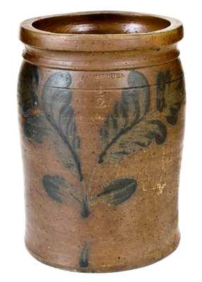 1/2 Gal. B. C. MILBURN, Alexandria, VA, Stoneware Jar with Floral Decoration