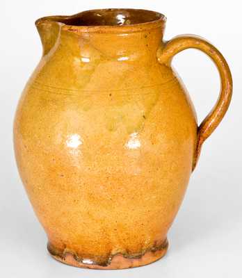 New England Redware Pitcher with Bright Orange Glaze