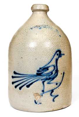 1 Gal. WHITES UTICA Stoneware Jug with Bird Decoration