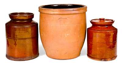 Lot of Three: Redware Jars incl. JOHN BELL / WAYNESBORO Example