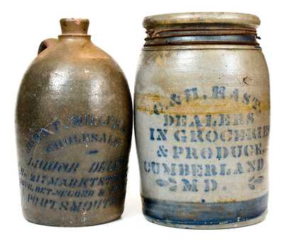 Lot of Two: Western PA Stoneware Advertising for PORTSMOUTH, OH and CUMBERLAND, MD