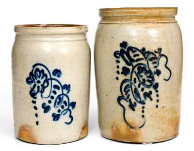 Two Slip-Trailed Stoneware Jars, probably NJ origin