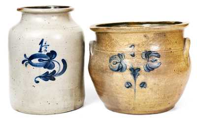 Lot of Two: Decorated Stoneware Jars att. Van Schoick & Dunn, Matawan, NJ
