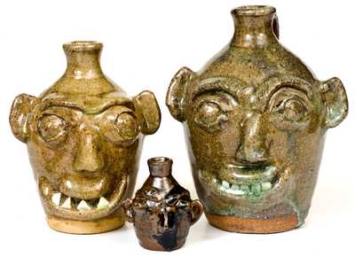 Lot of Three: B. B. CRAIG / VALE, NC Stoneware Face Jugs