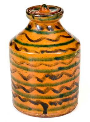 Exceptional Redware Jar with Elaborate Multi-Colored Slip Decoration
