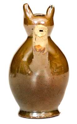 Rare Stoneware Whimsical Owl-Form Whistle w/ Albany Slip Glaze