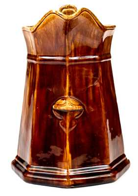 Rare SWAN HILL / POTTERY / SOUTH AMBOY Rockingham-Glazed Octagonal Pitcher