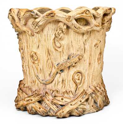 F. Gossin, Frederick Gossin, Philadelphia, PA Earthenware Rustic Flowerpot
