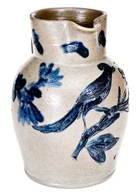 Very Rare Henry Remmey, Baltimore Stoneware Pitcher w/ Incised Bird Design