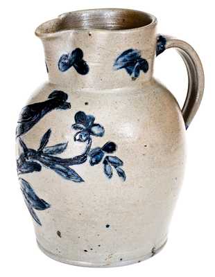 Very Rare Henry Remmey, Baltimore Stoneware Pitcher w/ Incised Bird Design