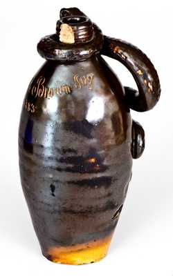 Extremely Rare Anna Pottery Stoneware Snake Flask, "Harpers $500.00 Little Brown Jug"