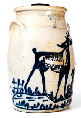 Exceptional FORT EDWARD POTTERY CO. Stoneware Deer Churn