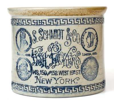 Rare White s Utica, S. Schmidt & Co. Fish Packers (New York) Stoneware Crock