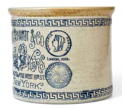 Rare White s Utica, S. Schmidt & Co. Fish Packers (New York) Stoneware Crock