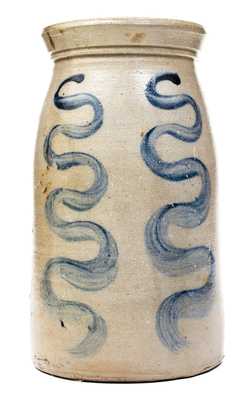 Rare Atchison (New Geneva, PA) Stoneware Jar w/ Vertical Snake-Style Design