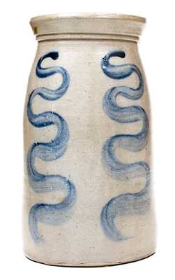 Rare Atchison (New Geneva, PA) Stoneware Jar w/ Vertical Snake-Style Design