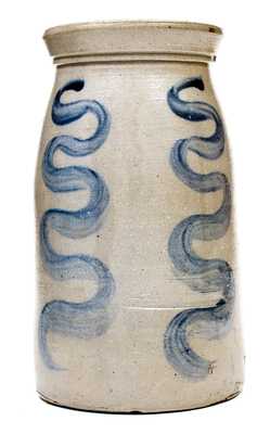 Rare Atchison (New Geneva, PA) Stoneware Jar w/ Vertical Snake-Style Design