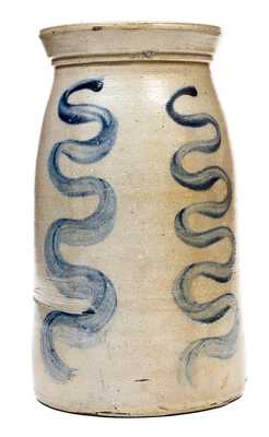 Rare Atchison (New Geneva, PA) Stoneware Jar w/ Vertical Snake-Style Design