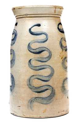 Rare Atchison (New Geneva, PA) Stoneware Jar w/ Vertical Snake-Style Design