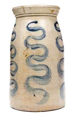 Rare Atchison (New Geneva, PA) Stoneware Jar w/ Vertical Snake-Style Design