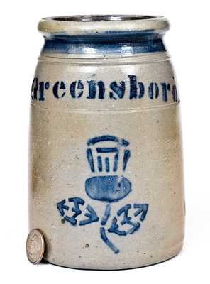 Exceptional Greensboro, PA Stenciled Thistle Jar
