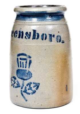Exceptional Greensboro, PA Stenciled Thistle Jar