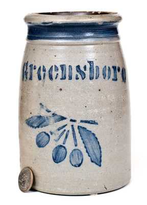 Exceptional Greensboro, PA Stoneware Cherries Jar