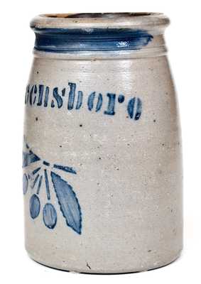 Exceptional Greensboro, PA Stoneware Cherries Jar