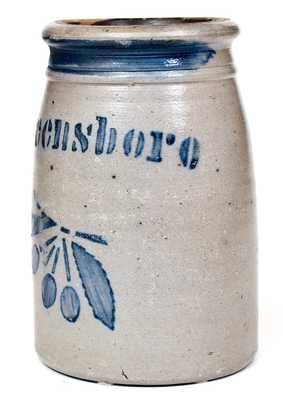 Exceptional Greensboro, PA Stoneware Cherries Jar