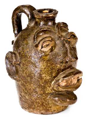Rare and Important Edgefield Face Jug, probably Lewis Miles / Stoney Bluff