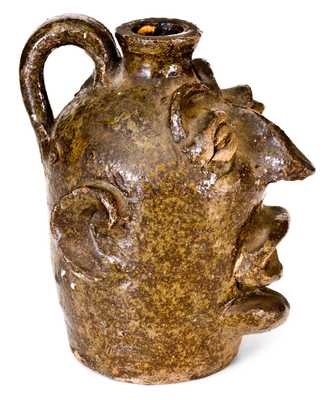 Rare and Important Edgefield Face Jug, probably Lewis Miles / Stoney Bluff