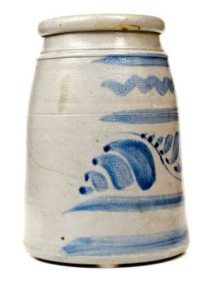Large-Sized Western PA Stoneware Canning Jar w/ Elaborate Freehand Cobalt Decoration