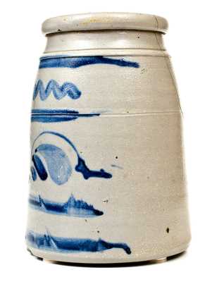 Large-Sized Western PA Stoneware Canning Jar w/ Elaborate Freehand Cobalt Decoration