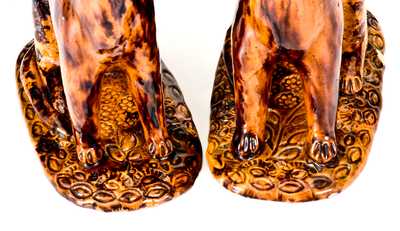 Exceedingly Rare and Important Pair of Redware Cat Figures att. Solomon Bell, Strasburg, VA