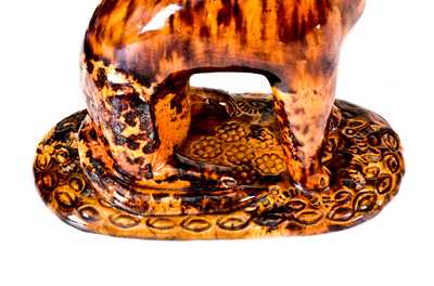 Exceedingly Rare and Important Pair of Redware Cat Figures att. Solomon Bell, Strasburg, VA