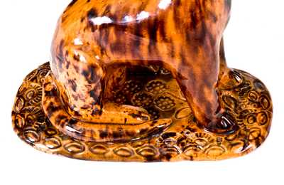 Exceedingly Rare and Important Pair of Redware Cat Figures att. Solomon Bell, Strasburg, VA
