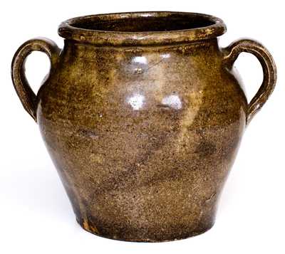 Rare Alkaline-Glazed Stoneware Jar w/ Impressed "V," att. Rev. John Landrum Pottery, Edgefield, SC