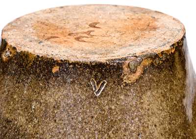 Rare Alkaline-Glazed Stoneware Jar w/ Impressed "V," att. Rev. John Landrum Pottery, Edgefield, SC