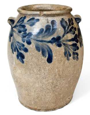 H. SMITH & CO. (Alexandria, VA) Stoneware Jar with Cobalt Floral Decoration